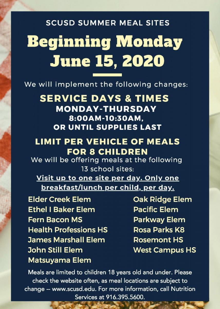 Sac City Unified To Continue Providing Free Meals Over Summer Sacramento City Unified School District