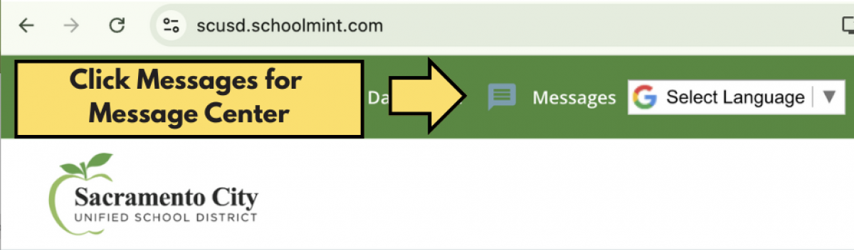 Message Center on Computer