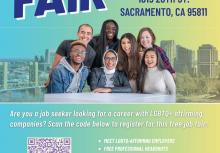 THE SACRAMENTO LGBT COMMUNITY CENTER'S ECONOMIC JUSTICE PROGRAM PRESENTS  "YOU BETTA WORK" FAIR OCTOBER 5, 2023 10AM TO 2PM  1015 20TH ST., SACRAMENTO, CA 95811  Are you a job seeker looking for a career with LGBTQ+ affirming companies? Register for the this free job fair!  MEET LGBTQ-AFFIRMING EMPLOYERS FREE PROFESSIONAL HEADSHOTS ON-SITE INTERVIEWS AND HIRING IN-PERSON PROFESSIONAL DEVELOPMENT WORKSHOPS ​FOR MORE INFORMATION CONTACT: JAIME.ESTRADA-ZAMBRANO@SACCENTER.ORG