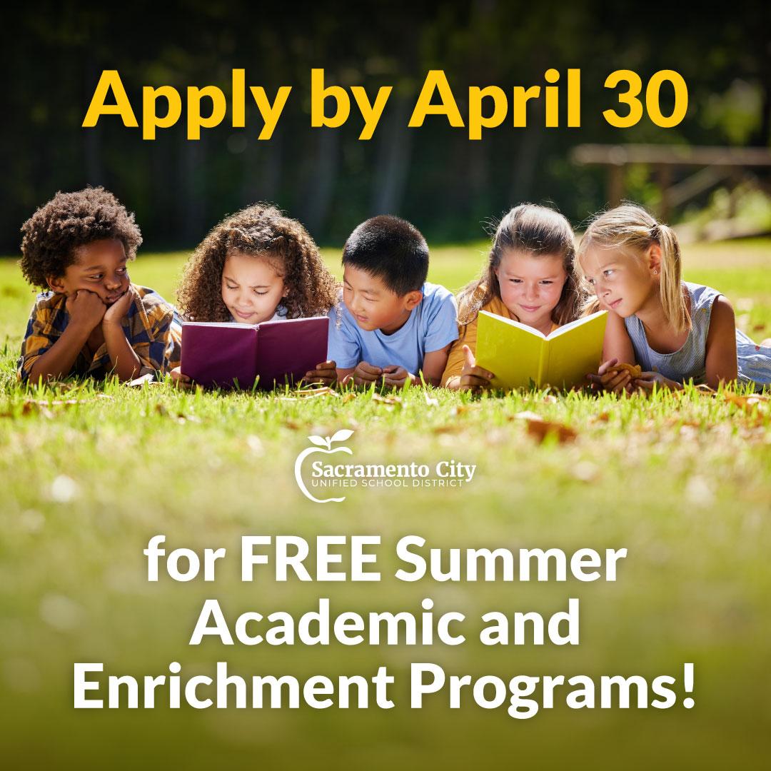 apply by april 30 for free summer programs flyer